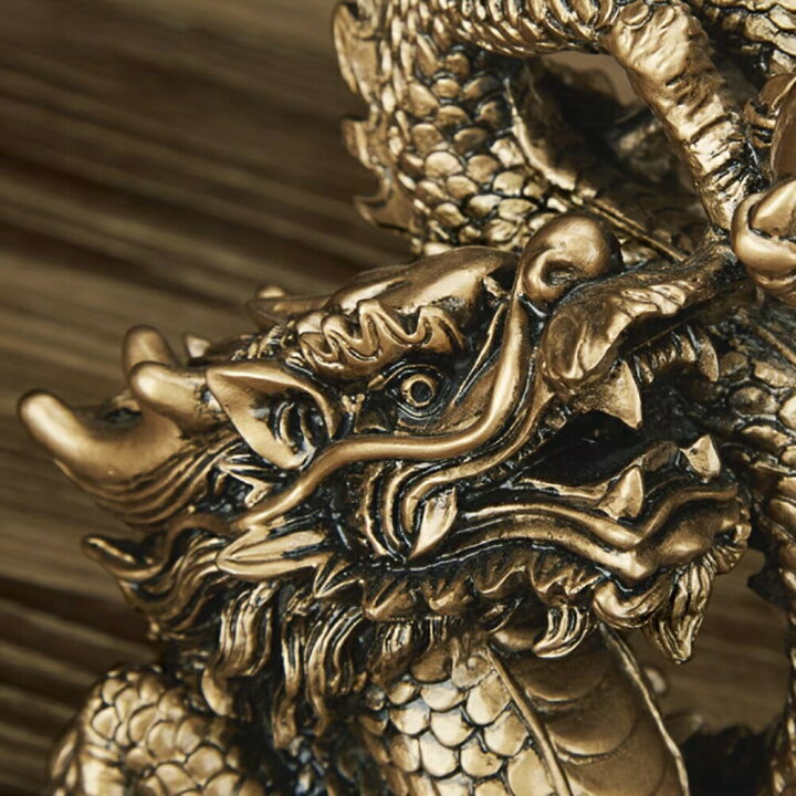 楽天市場】置物 龍神 尻尾に玉を持つ龍 五本爪 龍 竜 ブロンズゴールド 