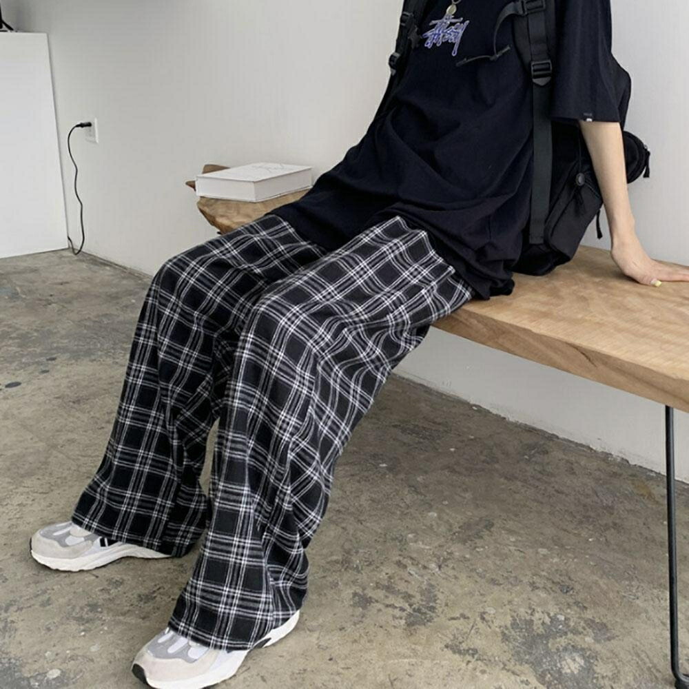 【楽天市場】パンツ チェック柄 L 韓国ファッション ストレート