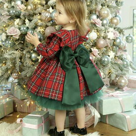 【人気商品】 クリスマス 女の子 ワンピース ドレス 3歳～4歳 チェック柄 リボン 子供ドレス キッズワンピース 子供ワンピース ガールズ キッズ 発表会 結婚式 子供服 女の子 子供 ドレス チェックワンピース サンタ フォーマル ピアノ 発表会 イベント 服 3歳 4歳