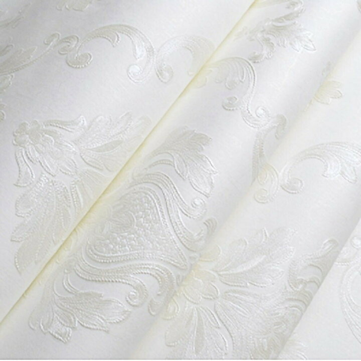 楽天市場 壁紙 ダマスク柄 ホワイト 白 Damask 53cm 1000cm Diy のりなし かわいい おしゃれ クロス 補修 ラグジュアリー 北欧 賃貸壁紙 背景 プレゼント 贈物 厚手 シンプル ベッドルーム リビング お洒落 防音 リメイク リフォーム Aio Online Store