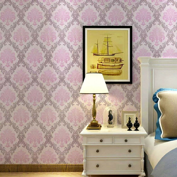 楽天市場 壁紙 ダマスク柄 ピンク 3本セット Damask 45cm 1000cm シールタイプ Diy かわいい おしゃれ クロス 補修 ラグジュアリー 北欧 賃貸壁紙 背景 プレゼント 贈物 シンプル ベッドルーム リビング お洒落 防音 リメイク リフォーム シート Aio Online Store