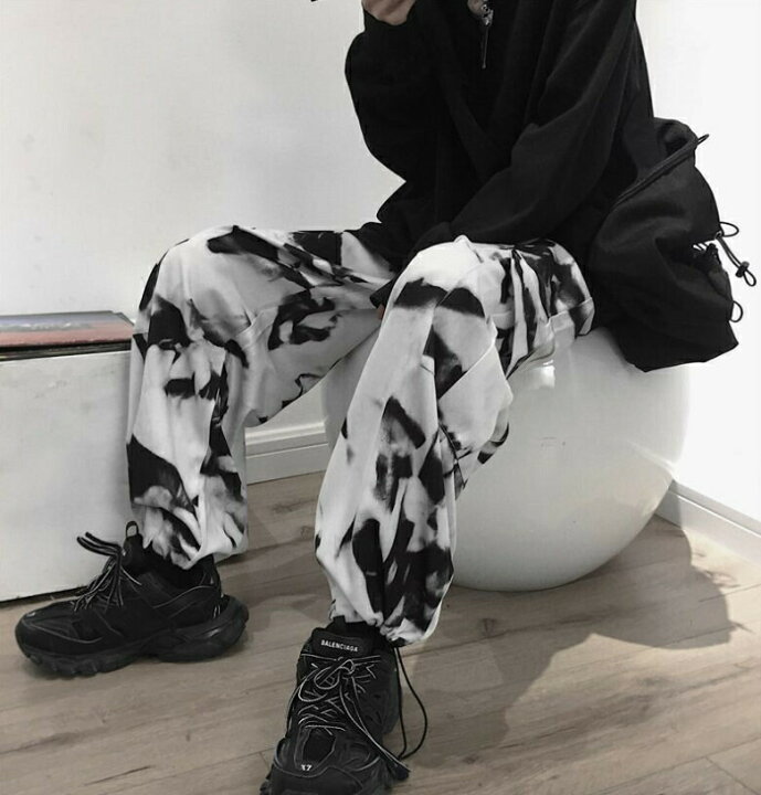 楽天市場 カーゴパンツ タイダイ モノクロ 韓国ファッション ダンス衣装 Pop ズボン ボトムス メンズ レディース ユニセックス 男女兼用 ファッション ヒップホップ ワイドパンツ ダンス ワイド パンツ ウエストゴム ウエスト イベント モノトーン Aio Online Store
