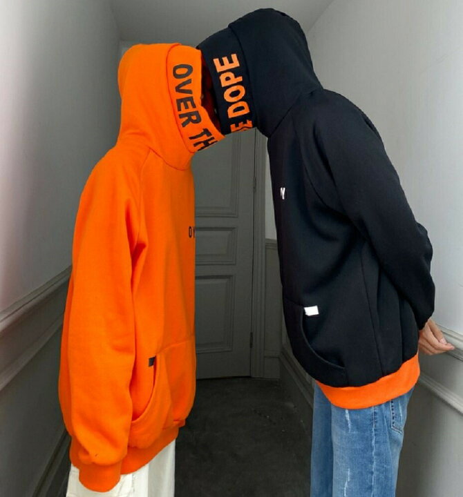 楽天市場 パーカー Oyyビッグフードパーカー ブラックorオレンジ 韓国ファッション パーカー おしゃれ 服 フード付き ペア カップル 服 メンズ レディース ユニセックス お揃い プレゼント ハイネック K Pop 韓流 韓国 Korean ビックシルエット Aio Online Store