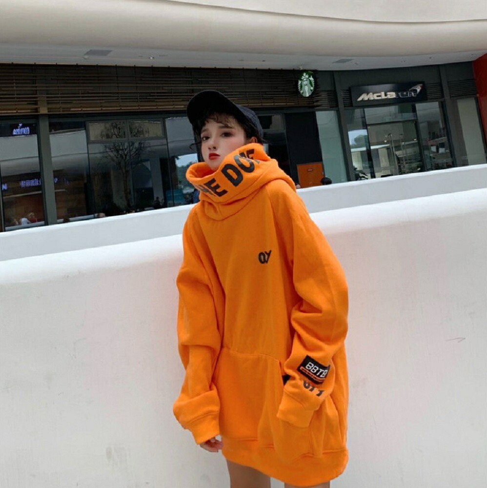 楽天市場】パーカー OYYビッグフードパーカー ブラック オレンジ 韓国