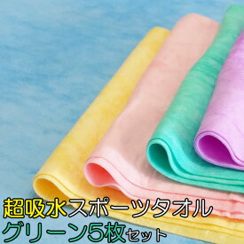 アイオン スポーツタオルマルチユース グリーン5枚セット セームタオル スイムタオル