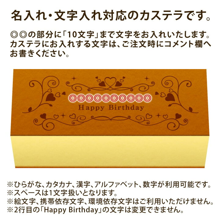 楽天市場 誕生日 お祝い 名入れ メッセージ カステラ Happy Birthday 1本入 0 6号 化粧箱入り カステラ お菓子 和菓子 誕生日 バースデー プレゼント 贈り物 ギフト お祝い 内祝い 名入れ 名前入れ 名前入り メッセージ メッセージ入り 日本ロイヤルガストロ倶楽部
