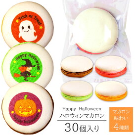 ハロウィン マカロン 30個入り 個包装 送料無料 お菓子 スイーツ 詰め合わせ かわいい プレゼント Halloween ギフト ハロウイン おばけ 魔女 猫 イラスト入り ショコラ ピスタチオ オレンジ カラフル オシャレ おもしろい おいしい 食べ物 10月 パーティー お土産 贈り物