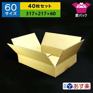 ダンボール箱60サイズA4【40枚セット】A4用紙対応ダンボール箱日本製無地ケース通販用小物用薄型素材A4ダンボール