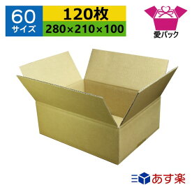 あす楽 ダンボール箱 段ボール 60サイズ (280×210×100) (無地×120枚) 送料無料 日本製 ダンボール 段ボール箱 梱包 梱包用 通販用 小物用 宅配 発送用 ネットショップ オークション フリマアプリ 引越し 引っ越し 収納 薄型素材 無地ケース