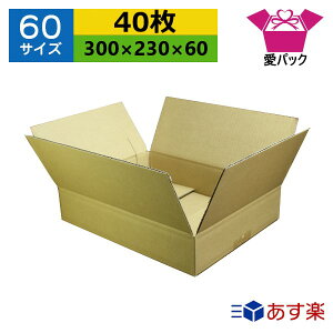 ダンボール箱 段ボール 60サイズ (300×230×60) (無地×40枚) あす楽 日本製 ダンボール 段ボール箱 梱包用 通販用 小物用 宅配 発送用 ネットショップ オークション フリマアプリ 引越し 引っ越し