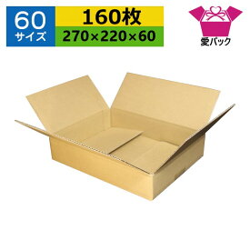 ダンボール箱 段ボール 60サイズ オーダーメイド (270×220×60) (無地×160枚) 送料無料 あす楽 日本製 ダンボール 段ボール箱 梱包用 通販用 小物用 宅配 発送用 ネットショップ オークション フリマアプリ 引越し 引っ越し 収納 薄型素材 無地ケース