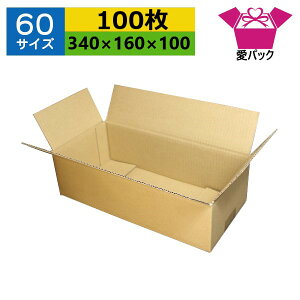 ダンボール箱 段ボール 60サイズ オーダーメイド (340×160×100) (無地×100枚) 送料無料 あす楽 日本製 ダンボール 段ボール箱 梱包用 通販用 小物用 宅配 発送用 ネットショップ オークション フ