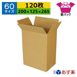 あす楽 ダンボール箱 段ボール 60サイズ オーダーメイド (200×125×265) (無地×120枚) 送料無料 日本製 ダンボール 段ボール箱 梱包 梱包用 通販用 小物用 宅配 発送用 ネットショップ オークショ