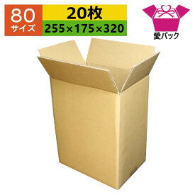 ダンボール箱 80サイズ オーダーメイド (255×175×320) (無地×20枚) 縦長 日本製 ダンボール 段ボール 段ボール箱 梱包用 通販用 小物用 引っ越し 収納 無地ケース