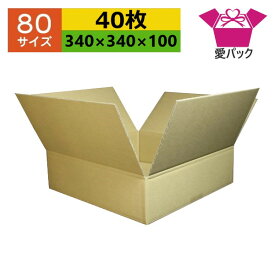 ダンボール箱 80サイズ オーダーメイド (340×340×100) (無地×40枚) 日本製 ダンボール 段ボール 段ボール箱 梱包用 通販用 小物用 引っ越し 収納 薄型素材 無地ケース