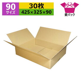 ダンボール箱 段ボール 90(100)サイズ (425×325×90) (無地×30枚) ゆうパック90 アパレル あす楽 日本製 ダンボール 段ボール箱 梱包用 通販用 小物用 ネットショップ オークション フリマアプリ 発送用 宅配 引越し 引っ越し 収納 薄型素材 無地ケース