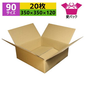 ダンボール箱 段ボール 90(100)サイズ オーダーメイド (350×350×120) (無地×20枚) 日本製 梱包用 通販用 小物用 引越し 引っ越し 収納 無地ケース