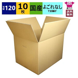 ダンボール箱 段ボール 120サイズ (450×350×330) (無地×10枚) 中芯強化材質 送料無料 宅配箱 あす楽 日本製 ダンボール 段ボール箱 持ち手付き 梱包 梱包用 通販用 小物用 ネットショップ オーク
