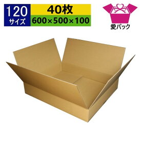 ダンボール箱 段ボール 120サイズ オーダーメイド (無地×40枚) 送料無料 日本製 ダンボール 段ボール箱 梱包用 通販用 小物用 引越し 引っ越し 収納 薄型素材 無地ケース