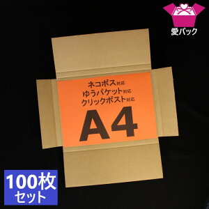 ダンボール箱ネコポス対応角形A4サイズ100枚セットa4段ボール日本製ダンボール無地
