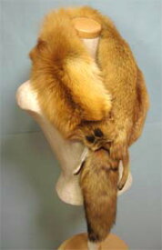 フォックスファーストール　マフラー　Lサイズ　赤狐　日本製　ハンドメイド　豪華　尻尾つき　顔つき【送料無料】
