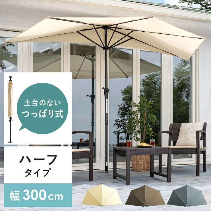楽天市場】パラソル ガーデンパラソル 半円 小型 ハーフパラソル 