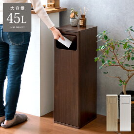 ゴミ箱 45リットル スリム ごみ箱 エンプロー ゴミバコ ごみばこ ダストボックス ダストBOX スイング式 ウッド 木目 45L 北欧 大容量 キッチン リビング 寝室 大きい 角型 屋内 おしゃれ シンプル モダン スイング式ダストボックス