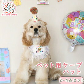 2-4点セット ペット用品 誕生日 ペット用ケープ 帽子 ハット ドッグハット 被り物 猫用 誕生日セット　ペット服 人気　ぼうし 飾り付け メッシュ 可愛い おしゃれ ファッション 犬用スタイ バースデー おもちゃ 子犬 パピー 犬 猫 パーティーセット