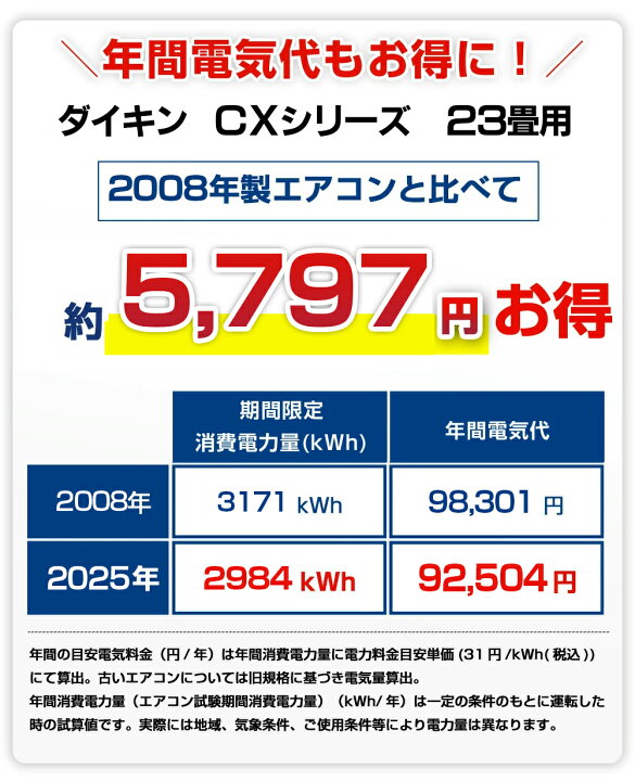 楽天市場】【先着順!最大2500円OFF】エアコン23畳 工事費込み ダイキン 