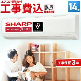 【標準取付工事費込み】エアコン 14畳 ラズマクラスター搭載 工事保証3年 当店人気 シャープ SHARP ルームエアコン 14畳用 AY-T40DH-W- DHシリーズ 2025年モデル 清潔 除菌 空気浄化 冷房 暖房 クーラー 14帖 標準取付 設置 リフォーム 交換 取付
