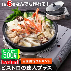 ビストロの達人プラス ブラウン 岩谷産業 イワタニカセットフー CB-BST-PLS-BR カセットガス グリルパン 深型 グリル鍋 iwatani カセットコンロ カセットガス ガスボンベ コードレス ホットプレート 1台6役 鍋 焼く 煮る 蒸す 炊く 調理 安全装置 防災 日本製 おしゃれ