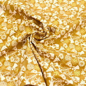 【クリスマス生地】クリスマス 布 クリスマス生地 シンプル 雪の結晶 ラメ ゴールド グレーがかったからし色 ku-c-AH 女の子 男の子 保育園 長ぐつ かわいい 小物 パッチワーク テーブルクロ