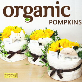4月20日（月）★発送可能★おむつケーキ出産祝いオーガニックポンプキンスガラガララトル 付 にゃんこ・ひつじ・てんとうむし安心・安全 男の子 女の子 パンパース ベビーギフト【送料無料】誕生祝いギフト★おむつケーキ！出産祝いベビーアイテム★土曜日営業★即日発送可
