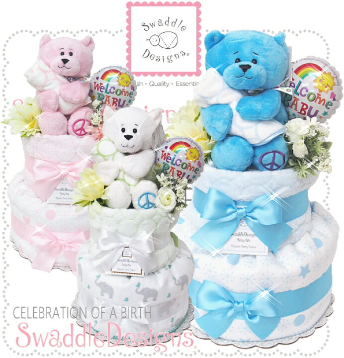 楽天市場】おむつケーキ出産祝いスワドルデザインズ peacebear 