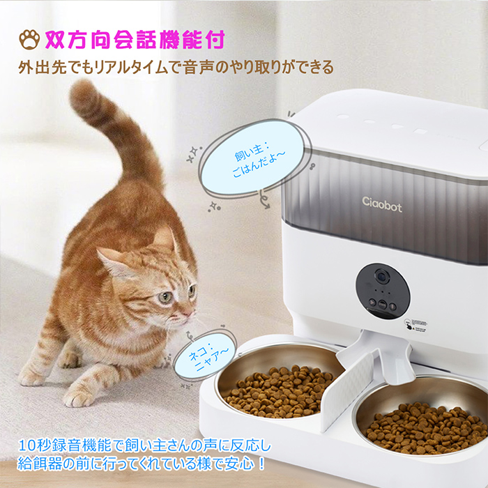 楽天市場】Ciaobot (チャオボット) 自動給餌器 猫2匹 自動餌やり機 猫