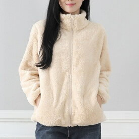 【クーポンご利用で1,791円♪】ボア ジャケット レディース フリース ファーリーフリース ブルゾン もこもこ アウター カーディガン 秋 冬 ジップアップ 裏起毛 厚手 暖かい もこもこ ふわふわ 無地 軽量 防寒 アウトドアウェア 大きいサイズ