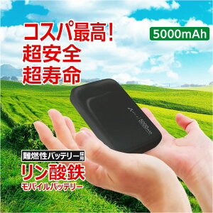 ���o�C���o�b�e���[ 5000mAh �����_�S LiFePO4 ������ 1000�� �[���d 2�|�[�g USB-C�|�[�g1 USB-A�|�[�g2 2�䓯���[�d PSE�F�؍� iPhone Android �X�}�z�[�d�� ��e�ʃo�b�e���[ ���S�� ���S �����\ �ЊQ �h