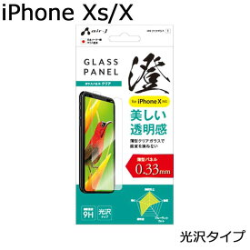 iPhoneXS フィルム iPhoneX ガラスフィルム クリア 美しい透明感 薄型クリアガラス 0.33mm 光沢タイプ 澄 表面硬度9H 指紋防止 貼り直しOK 飛散防止 背面フィルム付