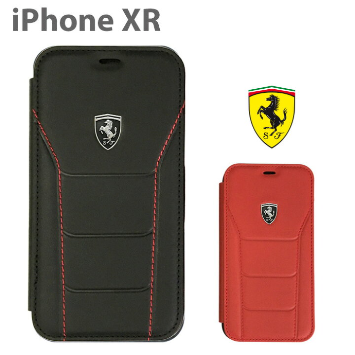 楽天市場 ポイント倍2 25 Iphonexr ケース 手帳型 フェラーリ アイフォンxrケース アイフォンxr Iphoneケース 本革 Ferrari ブックタイプ リアルレザー レザー 車 ブラック レッド 送料無料 エアージェイ 楽天市場店