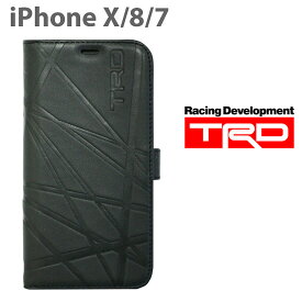 iPhoneXケース TRDiPhone8ケースiPhone7ケース 本革 手帳型 アイフォンX アイフォン8 アイフォン7iPhoneX ブックタイプ レザー ブラック TOYOTA トヨタ