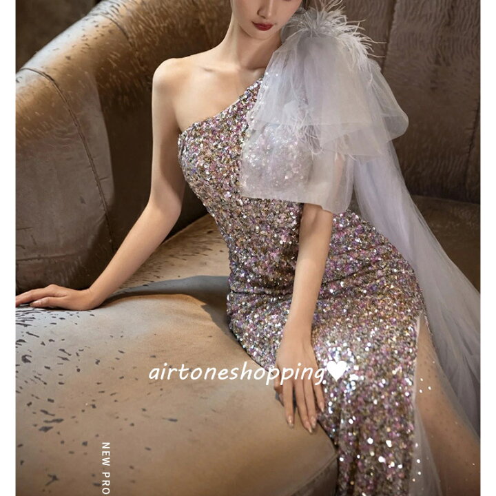 楽天市場】送料無料 マーメイドドレス イブニングドレス シルバー  