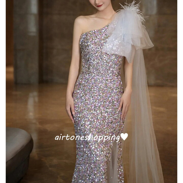 楽天市場】送料無料 マーメイドドレス イブニングドレス シルバー  
