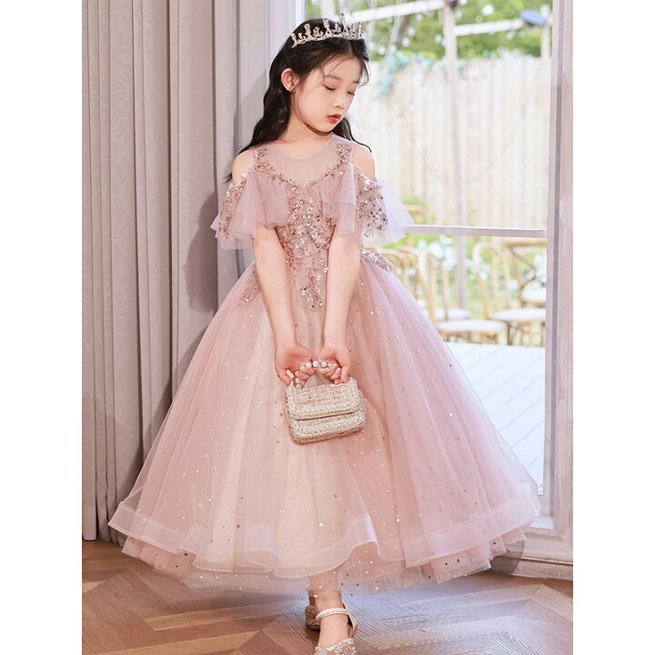 楽天市場】送料無料 子供ドレス ピンク オフショルダー ピアノ発表会  