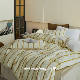 送料無料 全3色 布団カバーセット イエロー ストライプ柄 冬 寝具カバーセット 3点セット 4点セット シングル ダブル クイン キング コットン100％ フランネル 掛け布団カバー グリーン 花柄 ストライプ ベッド用品 敷きカバー 枕カバー インテリア 寝具