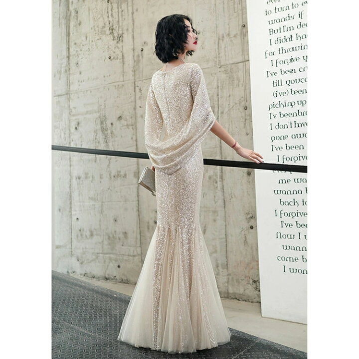 楽天市場】送料無料 マーメイドドレス イブニングドレス シャンパン色  