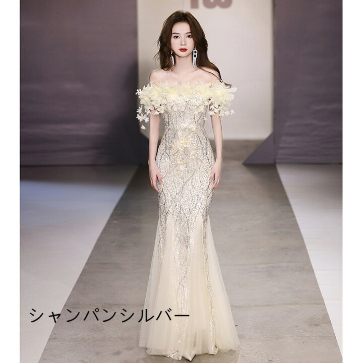 楽天市場】送料無料 全3色 マーメイドドレス イブニングドレス オフ  