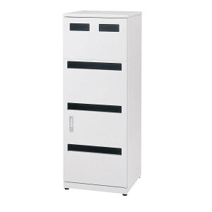 リサイクルステーション 4段分別タイプ ネオホワイト OSE-R-3 容量約4.5L×2個/1段+約13.3L×3段 幅450×奥行400×高さ1200mm 【中容器5個付き スチール製ボディ アジャスター付き 業務用分別ゴミ箱 ビ