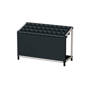 スリーブ式アンブレラスタンド 幕板付(SBK) 30本用 サテンブラック US-Z-SLV30SBKC-BK 幅755×奥行305×高さ503mm 【水受皿付き ステンレス製フレーム スチール製目隠し付き アジャスター付き 業務用鍵