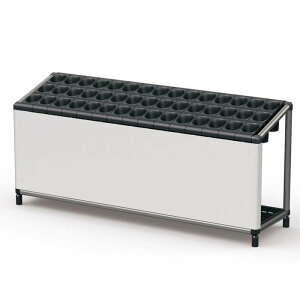 スリーブ式アンブレラスタンド 幕板付(NW) 45本用 ブラックUS-Z-SLV45C-BK 幅1105×奥行305×高さ503mm 【水受皿付き ステンレス製フレーム スチール製目隠し付き アジャスター付き 業務用鍵無し傘立