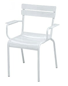 ルクセンブールアームチェア/01ホワイト 幅65.5cm×奥行57cm×高さ85.5cm【Fermob 積み重ね可能 屋内 屋外 室内 ベランダ 椅子 いす 高級輸入家具 ロフト 公園 エントランス リゾートガーデンチェア
